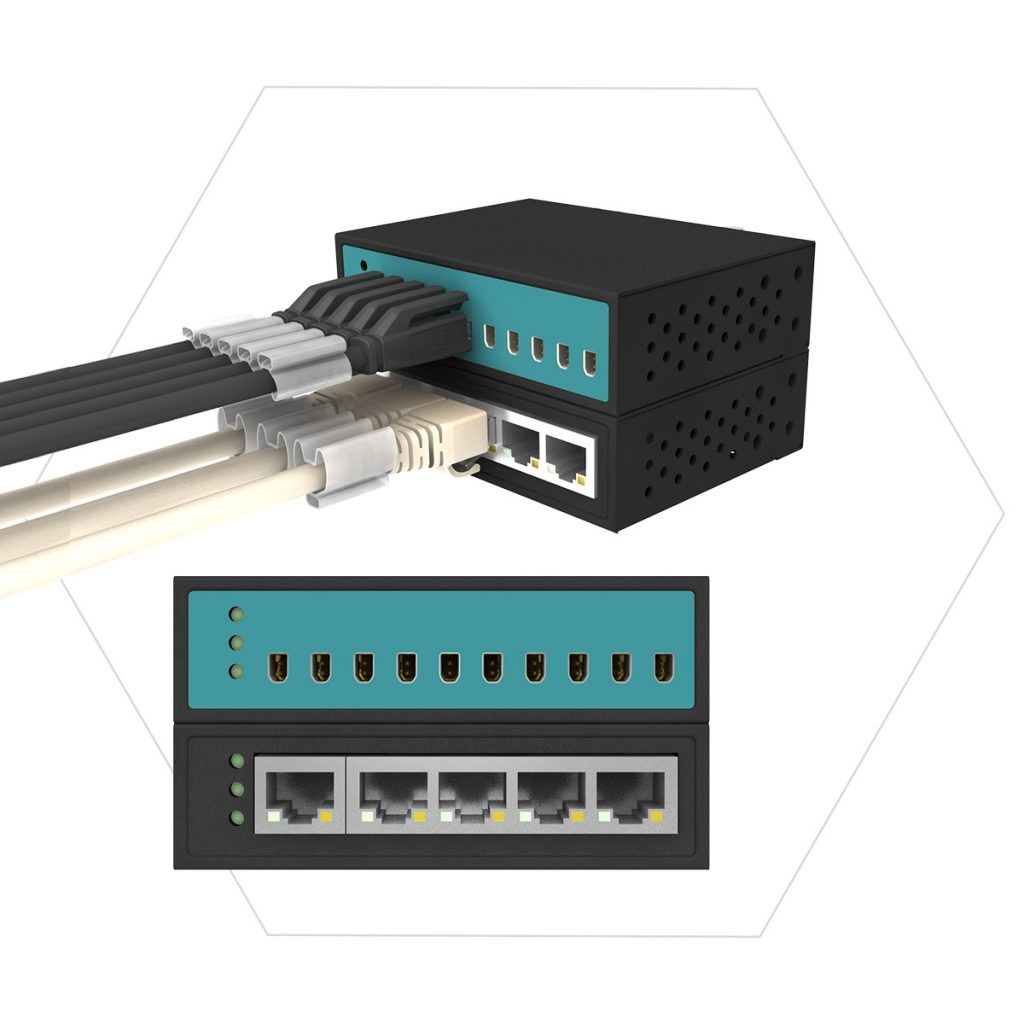 Verdopplung der Packungsdichte im Vergleich zu RJ45